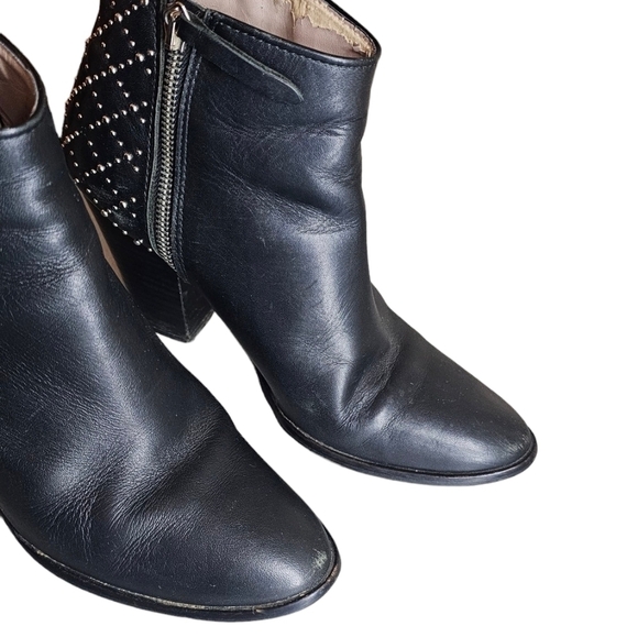 Zara black Studded Women's bootie Shoes 3.5" Chunk Heel Zipper Closure EU 39 - Picture 5 of 13